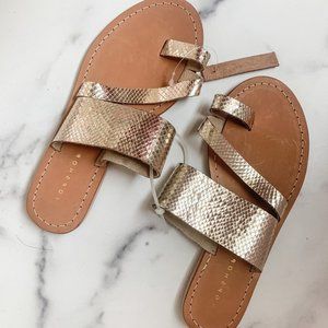TopShop Leather Gold Mule Sandals